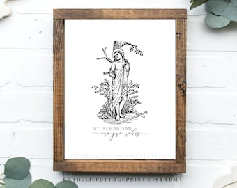 Catholic Saint Printable - St. Sebastian, ora pro nobis (pray for us in latin) digital download