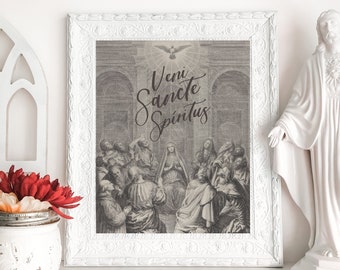 Pentecost Printable - "Veni Sancte Spíritus" - Come Holy Ghost in Latin, Catholic Digital Download
