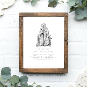 St Thérèse van Lisieux Citaat met kunst van St. Anne en Mary- Het mooiste meesterwerk... is het hart van een moeder -Katholieke download/afdrukbaar