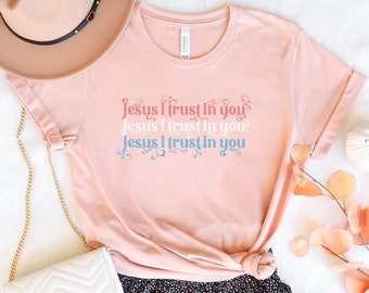 Divine Mercy T shirt "Jesus I Trust in You" - Catholic Gifts for Women and Girls - Unisex Short Sleeve Tee