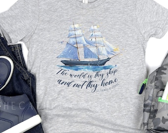 YOUTH St. Therese of Lisieux Tee - "The world is thy ship and not thy home" - Catholic Saint T Shirt - Clothing for Catholic Kids