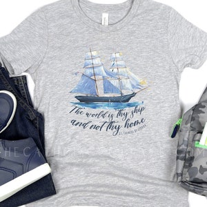 YOUTH St. Therese of Lisieux Tee - &quot;The world is thy ship and not thy home&quot; - Catholic Saint T Shirt - Clothing for Catholic Kids