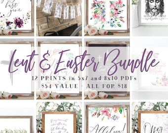 Lent and Easter Printable Bundle - Liturgical Living Decor - Digital Download, Catholic Printables