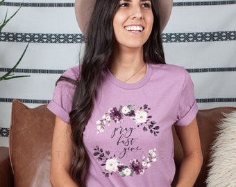 Floral Lent T Shirt "pray, fast, give" - Catholic Apparel for Men and Women - Unisex Short Sleeve Tee