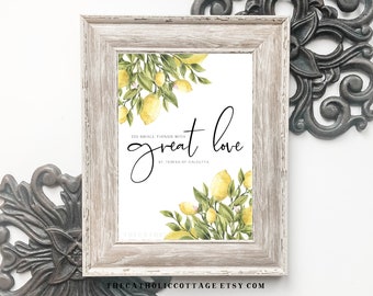Catholic Lemon Kitchen Printable - St. Mother Teresa of Calcutta - "Do small things with great love" - Catholic digital download/prayer card