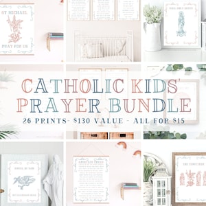 Catholic Kids Prayer Bundle - Vintage Catholic Children Digital Download/Printable - Catholic Homeschool, Catholic Teacher