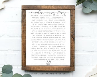 Catholic Morning Offering for Mothers - Prayer Printable - Catholic digital download/prayer card