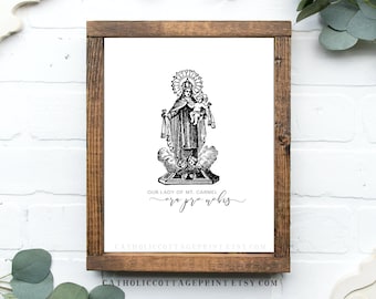 Our Lady of Mt Carmel, ora pro nobis (latin for pray for us) - Catholic Digital Download/Printable of Mary and Infant Jesus