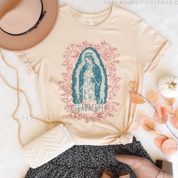 Our Lady of Guadalupe, ora pro nobis t shirt - Catholic Christmas Gifts for Women and Girls - Unisex Short Sleeve Tee