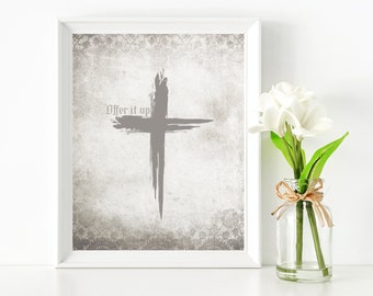 Catholic Lent Cross Printable - Offer it up - Vintage Catholic Digital Download
