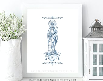 Notre Dame/Our Lady Printable - Catholic Digital Download of Mother Mary and Infant Jesus