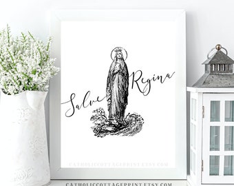 Salve Regína Printable - Vintage Catholic Digital Download, Marian Wall Decor