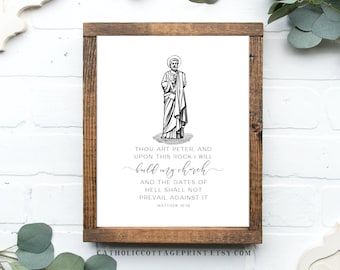 St. Peter Printable from Matthew 16:18, Douay Rheims Version, Catholic Bible Quote Thou art Peter, and upon this rock I will build my church