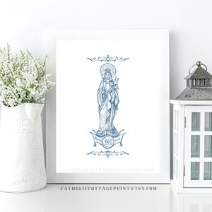 Notre Dame/Onze Lieve Vrouw afdrukbaar - katholieke digitale download van moeder Maria en kindje Jezus