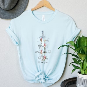 St. Joan of Arc T Shirt - &quot;I am not afraid. I was born to do this.&quot; - Floral Sword Tee - Catholic Women&#39;s Apparel