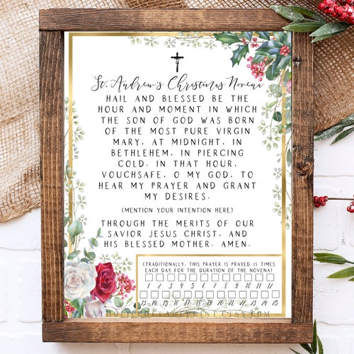 St. Andrew's Christmas Novena - Novena Tracker, Catholic Prayer Printable, Advent/Christmas Digital Download