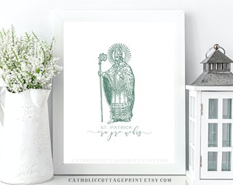 Catholic Saint Printable - St. Patrick, ora pro nobis (pray for us in latin) Irish Catholic digital download