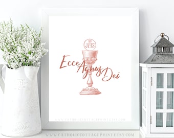 Eucharist Printable - "Ecce Agnus Dei" - Latin for "Behold the Lamb of God" - First Communion Card - digital download