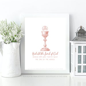 Erstkommunion Karte - Eucharistie Printable - &quot;Siehe das Lamm Gottes, siehe Ihn, der die Sünden der Welt wegnimmt.&quot; - digitaler Download