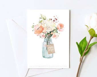 Flower Bouquet Card - "praying for you" - Christian Digital Download