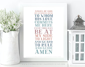 Angel of God - Guardian Angel Prayer Printable - Digital Download - Catholic child bedroom/nursery decor