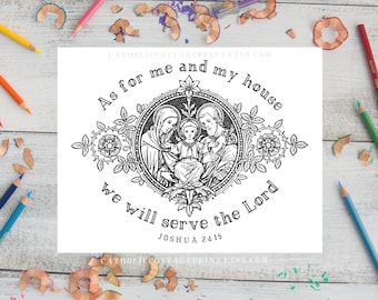 Vintage Holy Family Coloring Page - Catholic Digital Download
