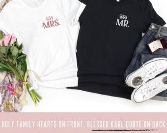 Catholic Marriage/Wedding T Shirt - Catholic Gifts for Women - Catholic Bride - Bridal Shower Gift - Mrs. Unisex Short Sleeve Tee
