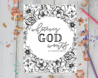 St. Gianna Molla - "Whatever God wants" - Catholic Saint Printable, Coloring page