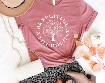 Be Fruitful and Multiply Lemon Tree T Shirt - Bible Verse Tee from Genesis - Catholic Gifts for Women and Girls - Unisex Short Sleeve Tee