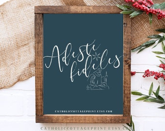 Adeste Fideles - O Come All Ye Faithful - Latin Christmas Card/Printable, Digital Download