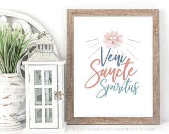 Pentecost Printable - "Veni Sancte Spíritus" - Come Holy Ghost in Latin, Catholic Digital Download