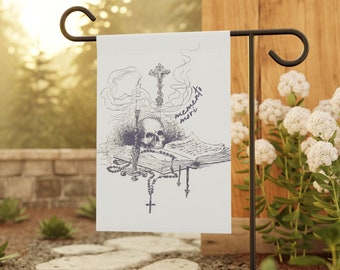 Memento Mori Outdoor Garden & House Banner, Catholic Home Decor