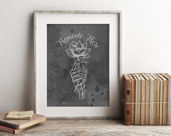 Memento Mori Floral Skull Hand Printable - Catholic Print - All Souls Day Decor - Catholic Halloween/Lent Download