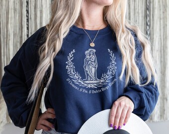Salve Regina Sweatshirt - "O Clemens O Pia O Dulcis Virgo Maria" - Unisex Heavy Blend Crewneck Sweatshirt - Mary Sweatshirt - Catholic Gifts
