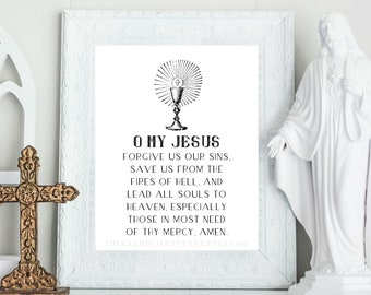 Fatima Prayer Eucharist Printable - "O my Jesus, forgive us our sins" - Catholic First Communion digital download