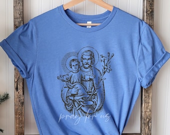 St. Joseph and Jesus - Litany for Fathers T Shirt - Jersey Short Sleeve Tee - Catholic Tshirts for Men/Fathers