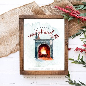 O Tidings of Comfort and Joy - Winter Kamin Printable - Digital download, Weihnachtskarte/Wanddekor, God Rest Ye Merry Gentlemen
