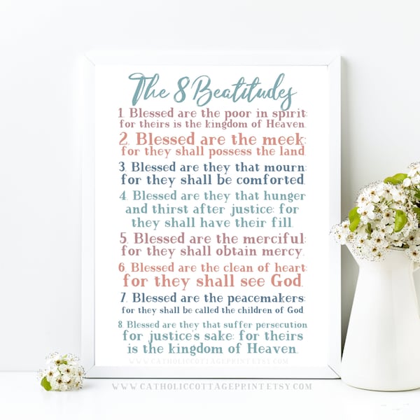 The 8 Beatitudes told by Jesus Christ - Catholic Homeschool/Teacher Digital Download