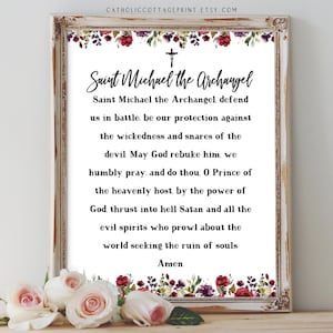 St. Michael BUNDEL - St. Michael Chaplet en St. Michael het aartsengelgebed met Engels naar Latijnse gebedskaart, katholiek afdrukbaar
