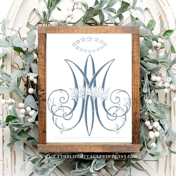 Auspice Maria Printable - Vintage Marian Decor - Catholic Digital Download