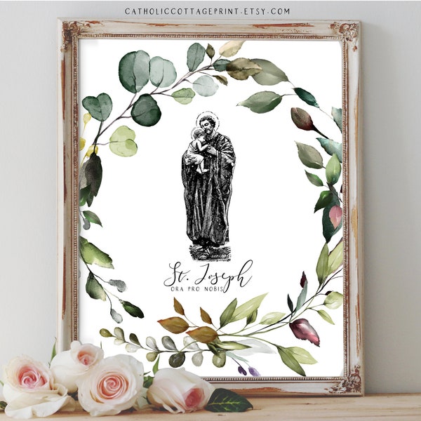 St. Joseph, ora pro nobis, Catholic printable/digital download, Catholic wall art