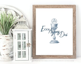First Communion Card - Eucharist Printable - "Ecce Agnus Dei" - Latin for "Behold the Lamb of God" - digital download
