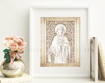 Vintage Immaculate Heart of Mary Printable - Catholic Digital Download - Catholic Gift - Instant Download - Mary Prayer Print - Prayer Card