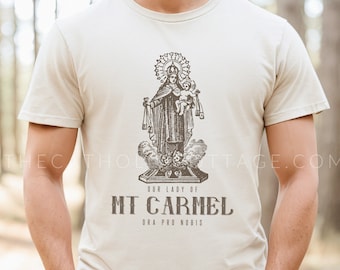 Our Lady of Mt. Carmel, ora pro nobis T Shirt - Unisex Short Sleeve Tee - Catholic Gift for Men and Women