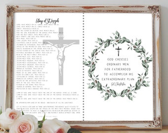 Catholic/Christian Fatherhood Print - G.K. Chesterton, Litany of St. Joseph, Father's Day Card, Prayer Card, Dad Gift