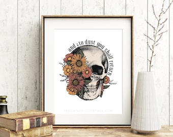 Floral Skull Premium Matte Poster "and to dust you shall return" - Catholic All Souls/Lent/Halloween Printed Poster - FRAME NOT INCLUDED