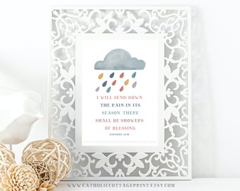 Catholic Bible Quote - "I will send down the rain in its season, there shall be showers of blessing" - Ezekiel 34:26, Douay Rheims download