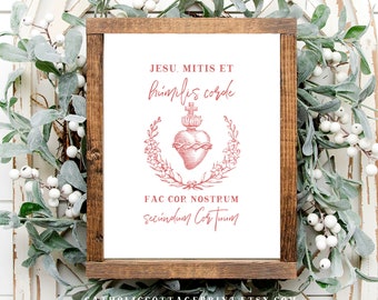 Sacred Heart of Jesus in LATIN, Catholic printable - Jesus meek and humble of heart, make our hearts like unto Thy Heart - digital download