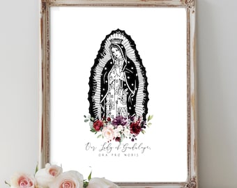 Our Lady of Guadalupe, Protectress of the Unborn Print, Catholic Wall Art, Digital Printable