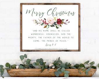 Merry Christmas Printable with Isaias 6:9 Bible Quote, Catholic Christmas Card/Wall Decor